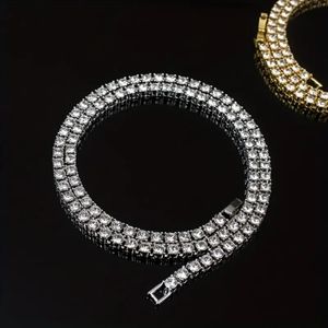 18K White Gold Sterling Silver 4mm Diamond Cut Iced Out Tennis Chain 18"